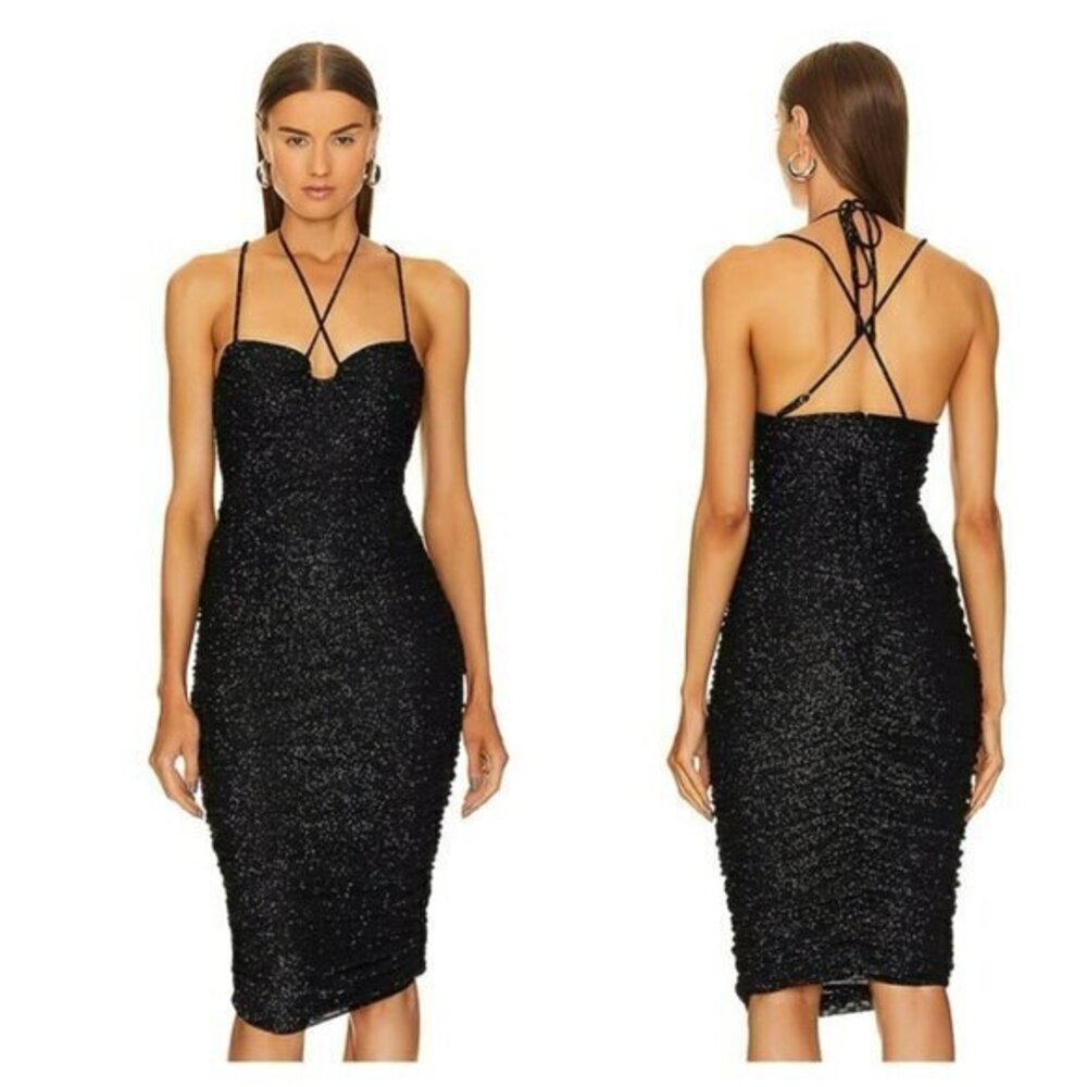 Michael Costello xREVOLVE Brigitte Midi Dress - Black